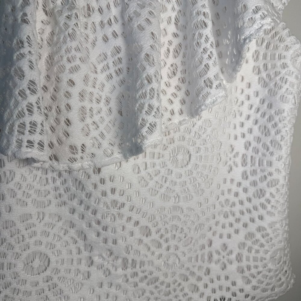 Lilly Pulitzer Top Matteo One Shoulder Lace Resort Sea Urchin White Sz Sm - Picture 5 of 6